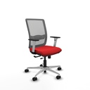 Haches traslack malla gris similpiel rojo brazos blancos base aluminio ruedas 65mm nailon