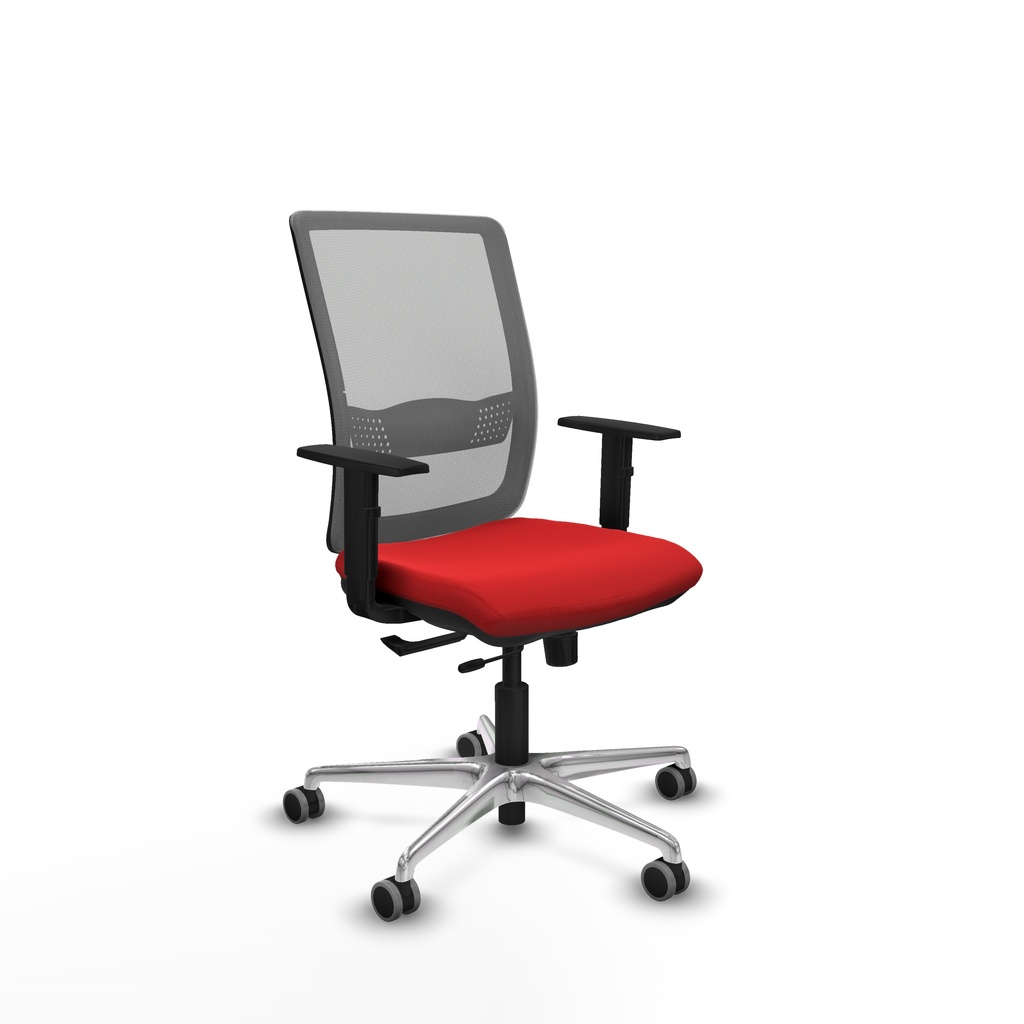 Haches traslack malla gris similpiel rojo brazos 1D base aluminio ruedas 65mm engomadas