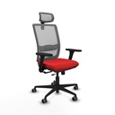 Haches traslack malla gris similpiel rojo brazos 3D base nailon cabecero malla 2D ruedas 65mm engomadas