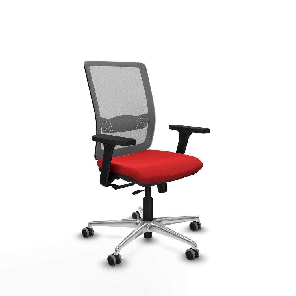 Haches traslack malla gris similpiel rojo brazos 3D base aluminio ruedas 65mm engomadas