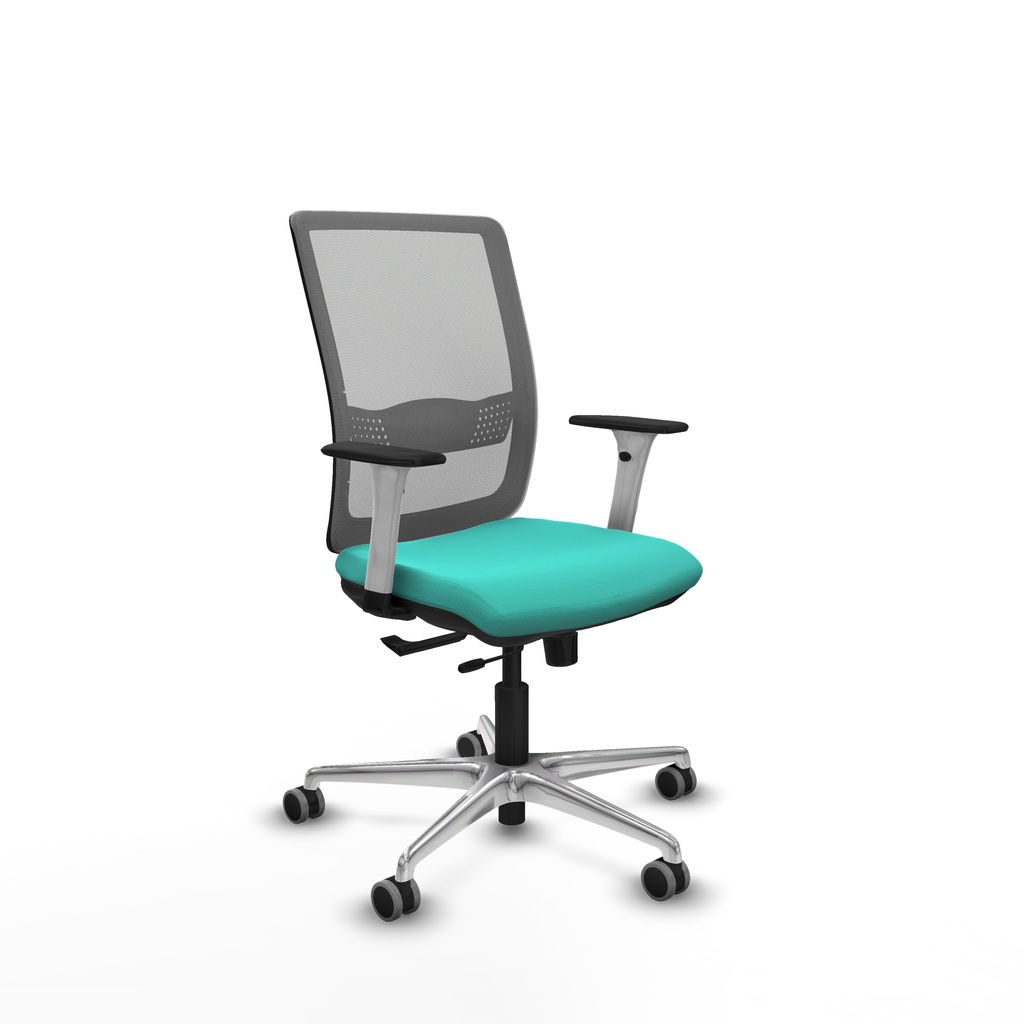 Haches traslack malla gris similpiel turquesa brazos blancos base aluminio ruedas 65mm engomadas