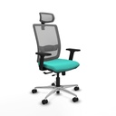 Haches traslack malla gris similpiel turquesa brazos 2D base aluminio cabecero malla 2D ruedas 65mm nailon