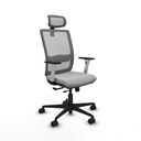 Haches traslack malla gris similpiel gris claro brazos blancos base nailon cabecero malla 2D ruedas 65mm nailon