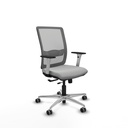 Haches traslack malla gris similpiel gris claro brazos blancos base aluminio ruedas 65mm engomadas