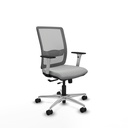 Haches traslack malla gris similpiel gris claro brazos blancos base aluminio ruedas 65mm nailon
