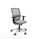 Haches traslack malla gris similpiel gris claro brazos 1D base aluminio ruedas 65mm engomadas