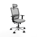 Haches traslack malla gris similpiel gris claro brazos 1D base aluminio cabecero malla 2D ruedas 65mm nailon