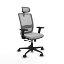 Haches traslack malla gris similpiel gris claro brazos 2D base nailon cabecero malla 2D ruedas 65mm nailon
