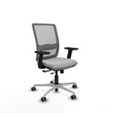 Haches traslack malla gris similpiel gris claro brazos 2D base aluminio ruedas 65mm engomadas