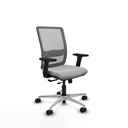 Haches traslack malla gris similpiel gris claro brazos 2D base aluminio ruedas 65mm nailon