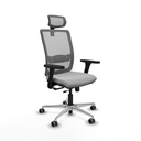 Haches traslack malla gris similpiel gris claro brazos 3D base aluminio cabecero malla 2D ruedas 65mm engomadas