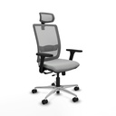 Haches traslack malla gris similpiel gris claro brazos 3D base aluminio cabecero malla 2D ruedas 65mm nailon
