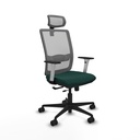 Haches traslack malla gris similpiel verde botella brazos blancos base nailon cabecero malla 2D ruedas 65mm nailon