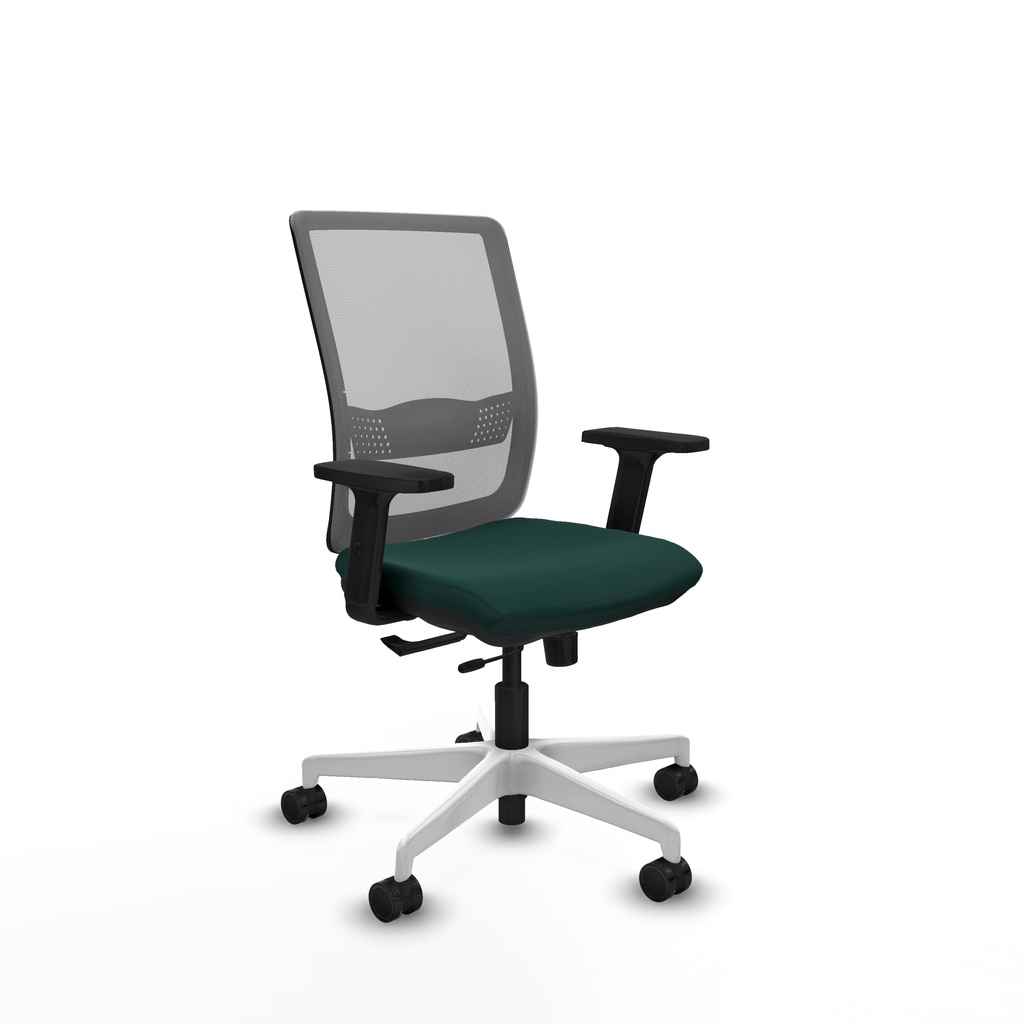 Haches traslack malla gris similpiel verde botella brazos 2D base blanca ruedas 65mm nailon