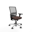 Haches traslack malla gris similpiel marrón oscuro brazos 3D base aluminio ruedas 65mm engomadas