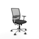 Haches traslack malla gris similpiel gris oscuro brazos blancos base aluminio ruedas 65mm engomadas