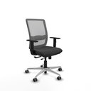 Haches traslack malla gris similpiel gris oscuro brazos 1D base aluminio ruedas 65mm engomadas