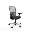 Haches traslack malla gris similpiel gris oscuro brazos 3D base aluminio ruedas 65mm engomadas