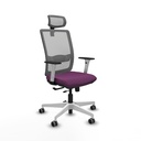Haches traslack malla gris similpiel morado brazos blancos base blanca cabecero malla 2D ruedas 65mm engomadas