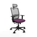 Haches traslack malla gris similpiel morado brazos 1D base nailon cabecero malla 2D ruedas 65mm nailon