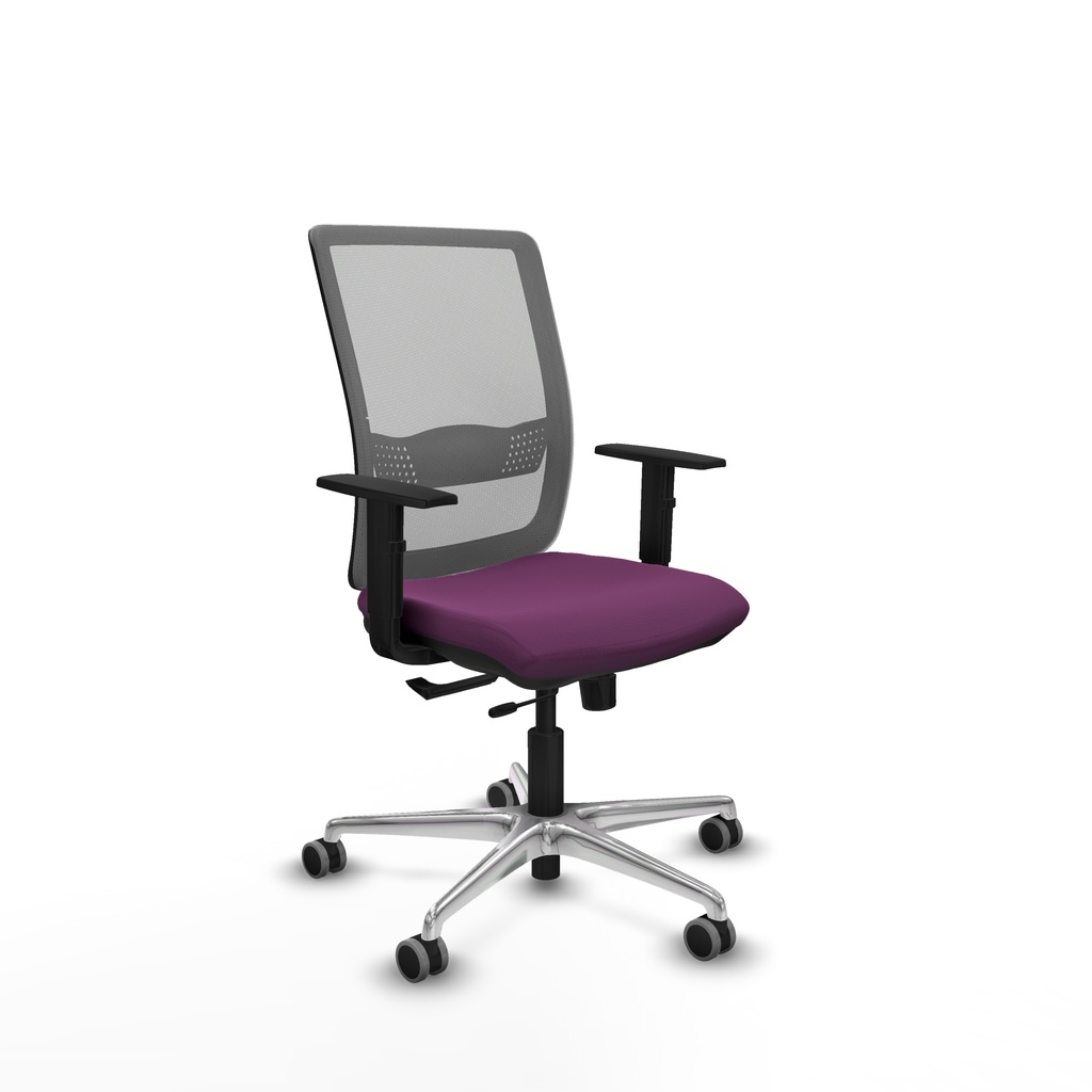 Haches traslack malla gris similpiel morado brazos 1D base aluminio ruedas 65mm engomadas