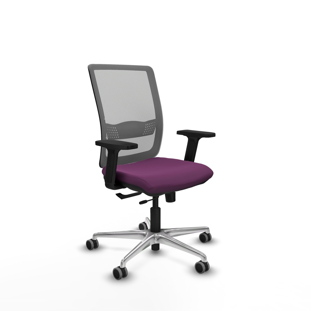 Haches traslack malla gris similpiel morado brazos 2D base aluminio ruedas 65mm engomadas
