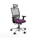 Haches traslack malla gris similpiel morado brazos 2D base aluminio cabecero malla 2D ruedas 65mm nailon