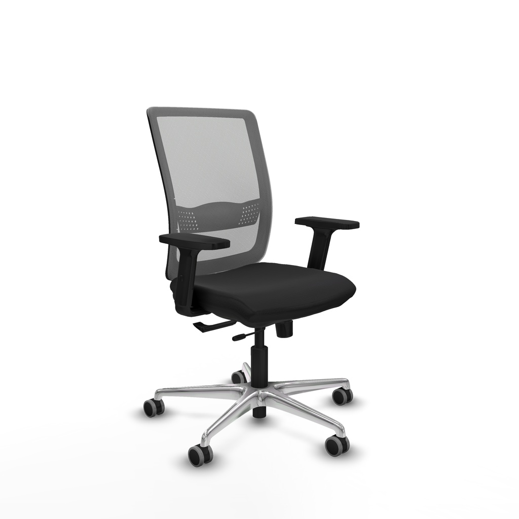 Haches traslack malla gris similpiel negro brazos 2D base aluminio ruedas 65mm engomadas
