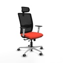 Haches traslack malla negra bali naranja oscuro brazos blancos base aluminio cabecero malla 2D ruedas 65mm engomadas