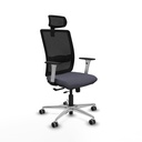 Haches traslack malla negra bali gris oscuro brazos blancos base aluminio cabecero malla 2D ruedas 65mm engomadas
