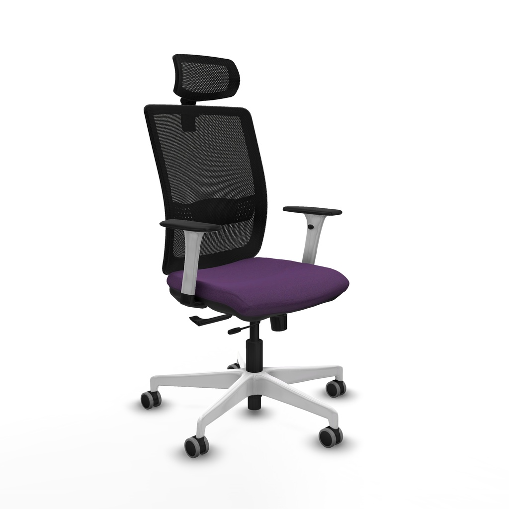 Haches traslack malla negra bali morado brazos blancos base blanca cabecero malla 2D ruedas 65mm engomadas