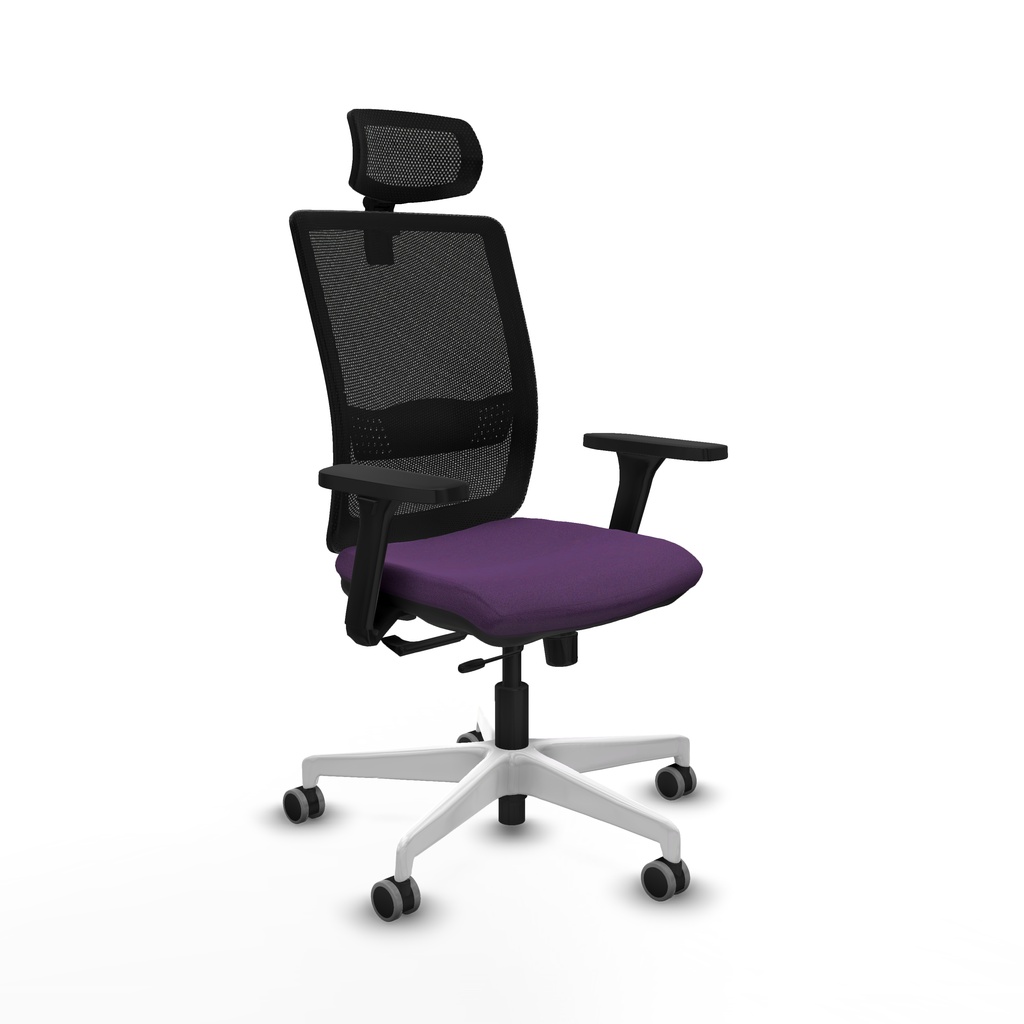 Haches traslack malla negra bali morado brazos 3D base blanca cabecero malla 2D ruedas 65mm engomadas