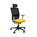 Haches traslack malla negra similpiel amarillo brazos blancos base nailon cabecero malla 2D ruedas 65mm engomadas