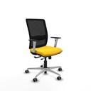 Haches traslack malla negra similpiel amarillo brazos blancos base aluminio ruedas 65mm engomadas