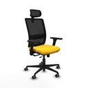 Haches traslack malla negra similpiel amarillo brazos 3D base nailon cabecero malla 2D ruedas 65mm engomadas