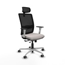 Haches traslack malla negra similpiel blanco brazos blancos base aluminio cabecero malla 2D ruedas 65mm engomadas