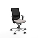 Haches traslack malla negra similpiel blanco brazos 1D base aluminio ruedas 65mm nailon