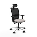 Haches traslack malla negra similpiel blanco brazos 1D base aluminio cabecero malla 2D ruedas 65mm nailon