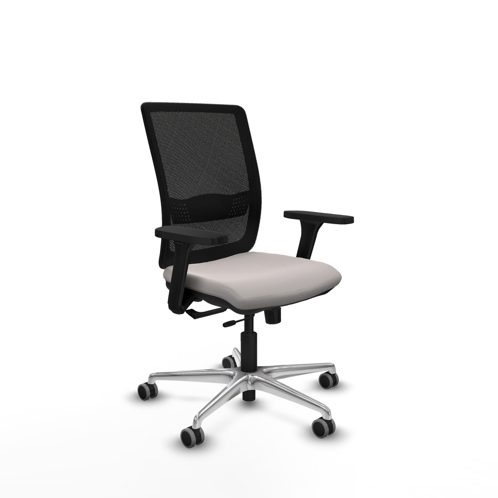 Haches traslack malla negra similpiel blanco brazos 3D base aluminio ruedas 65mm engomadas