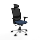 Haches traslack malla negra similpiel azul marino brazos 2D base aluminio cabecero malla 2D ruedas 65mm nailon