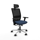 Haches traslack malla negra similpiel azul marino brazos 3D base aluminio cabecero malla 2D ruedas 65mm nailon