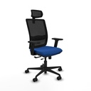 Haches traslack malla negra similpiel azul brazos 2D base nailon cabecero malla 2D ruedas 65mm nailon
