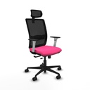 Haches traslack malla negra similpiel rosa brazos blancos base nailon cabecero malla 2D ruedas 65mm nailon