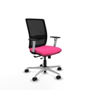 Haches traslack malla negra similpiel rosa brazos blancos base aluminio ruedas 65mm nailon