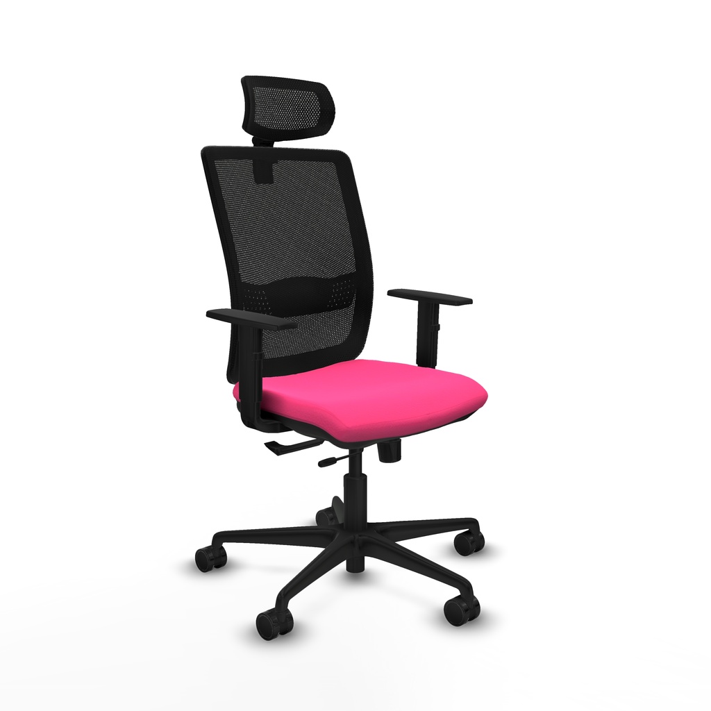 Haches traslack malla negra similpiel rosa brazos 1D base nailon cabecero malla 2D ruedas 65mm nailon