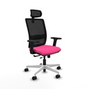 Haches traslack malla negra similpiel rosa brazos 2D base blanca cabecero malla 2D ruedas 65mm nailon