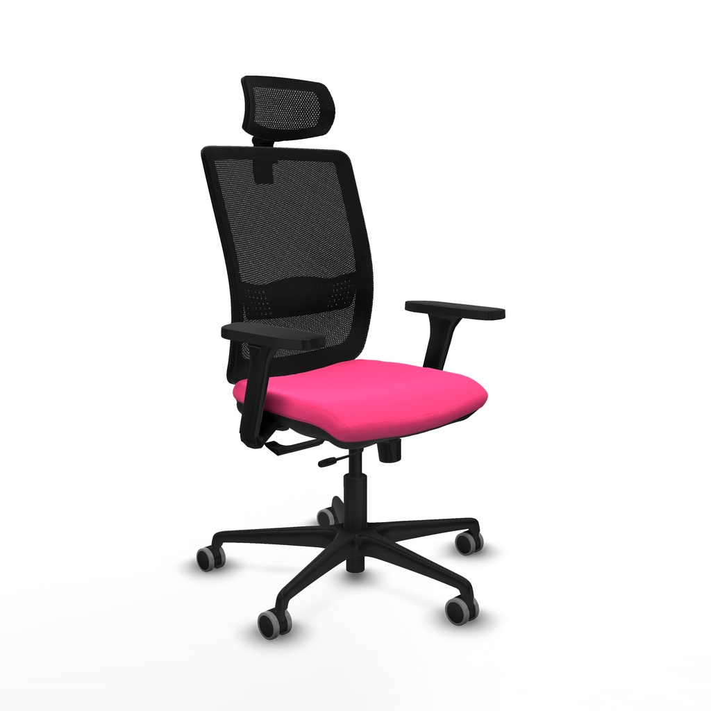 Haches traslack malla negra similpiel rosa brazos 3D base nailon cabecero malla 2D ruedas 65mm engomadas