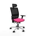 Haches traslack malla negra similpiel rosa brazos 3D base aluminio cabecero malla 2D ruedas 65mm nailon