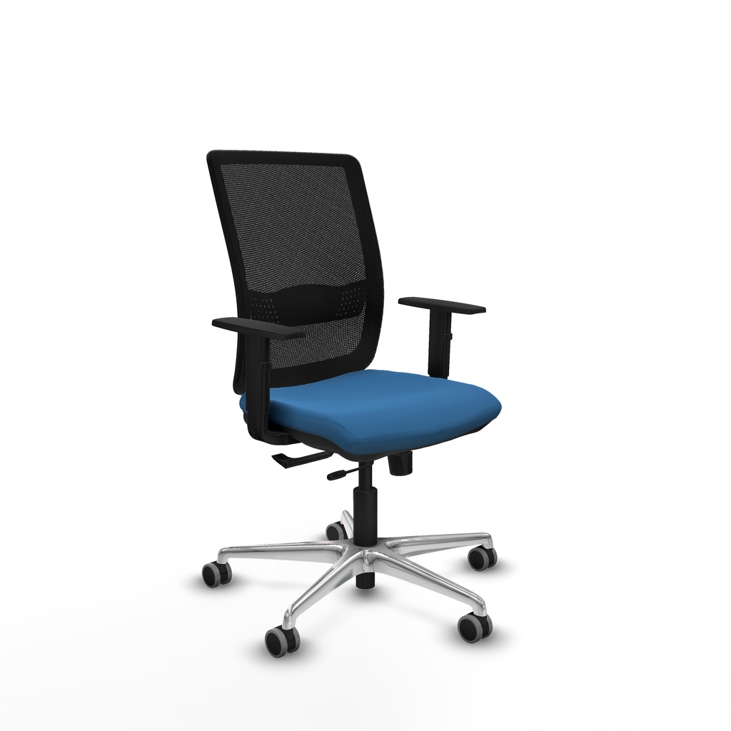 Haches traslack malla negra similpiel azul claro brazos 1D base aluminio ruedas 65mm engomadas