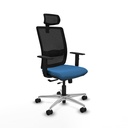 Haches traslack malla negra similpiel azul claro brazos 1D base aluminio cabecero malla 2D ruedas 65mm nailon